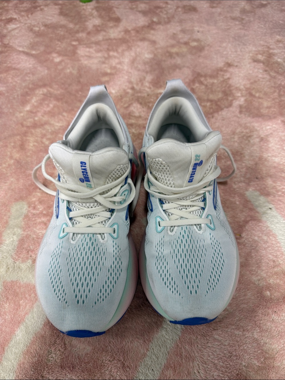 Saucony White with Light Blue & Aqua Running Shoes